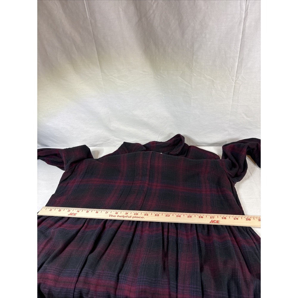 Beach Lunch Lounge Darcie Babydoll Plaid Flannel Dress Red Black Large LCD5083 - Picture 12 of 16